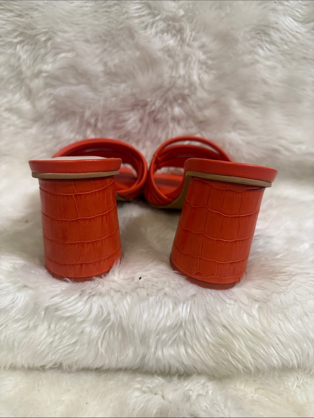 Dolce Vita Orange Tubular Strap Block Heel Slide Sandals Size 8 NWOT Brazil - Picture 4 of 7